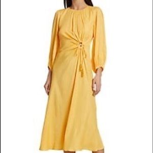 FARM Rio Yellow Front Circle Cut Out Midi Dress Size XS